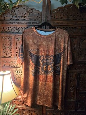 Route 66 Men's Brown Graphic T-Shirt